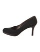 Stuart Weitzman Canvas Leather Trim Embellishment Pumps