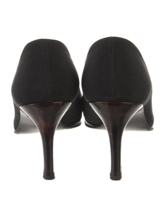 Stuart Weitzman Canvas Leather Trim Embellishment Pumps