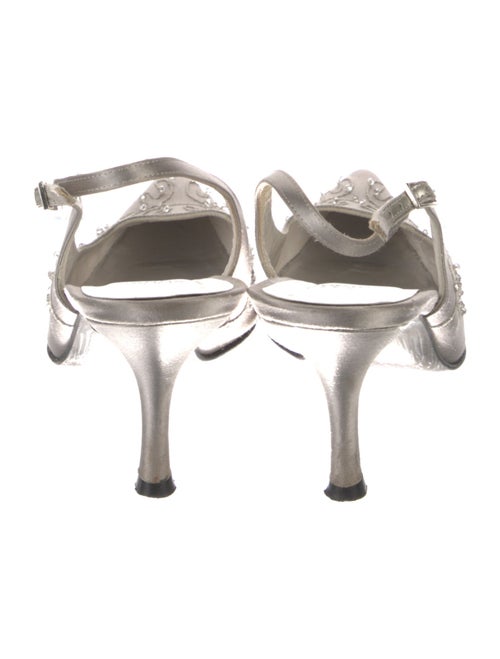 Stuart Weitzman Satin Beaded Accents Slingback Pumps