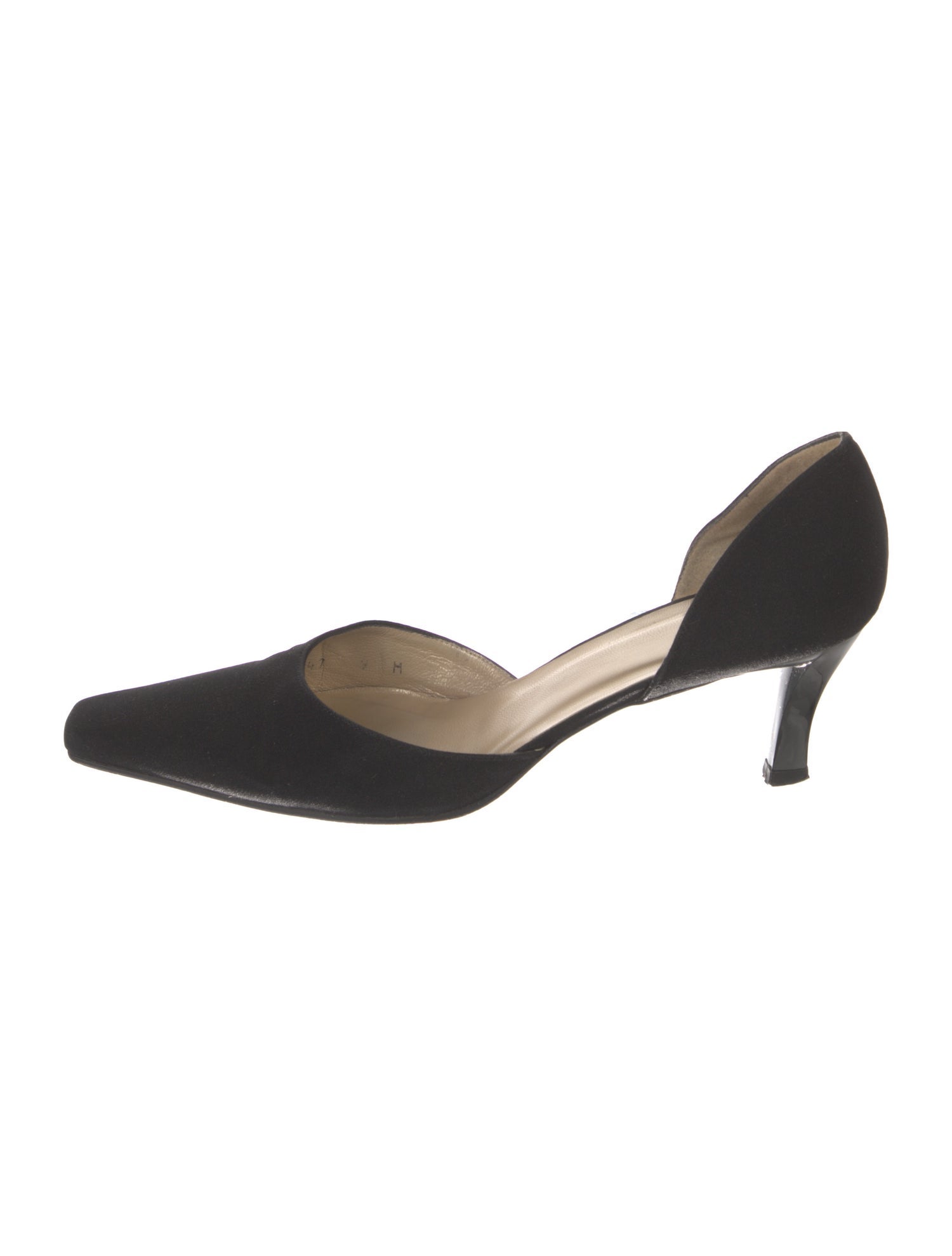 Stuart Weitzman Canvas Leather Trim Embellishment D'Orsay Pumps