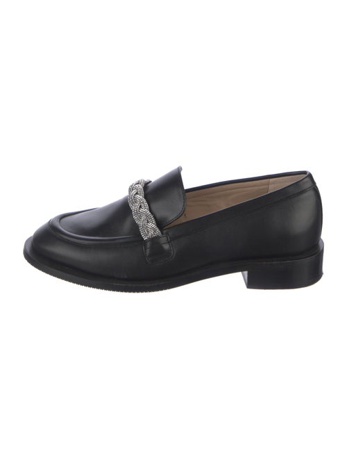 Stuart Weitzman Leather Chain-Link Accents Loafers