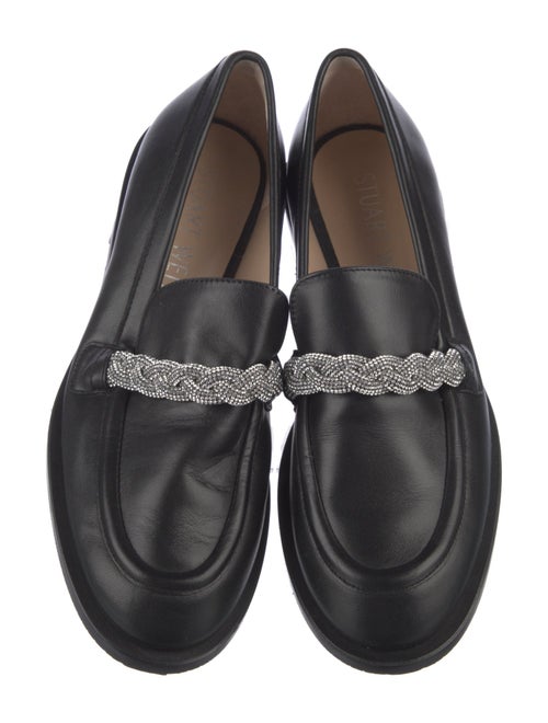 Stuart Weitzman Leather Chain-Link Accents Loafers