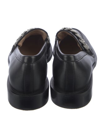 Stuart Weitzman Leather Chain-Link Accents Loafers