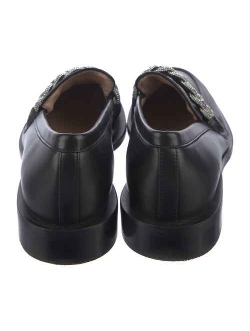 Stuart Weitzman Leather Chain-Link Accents Loafers