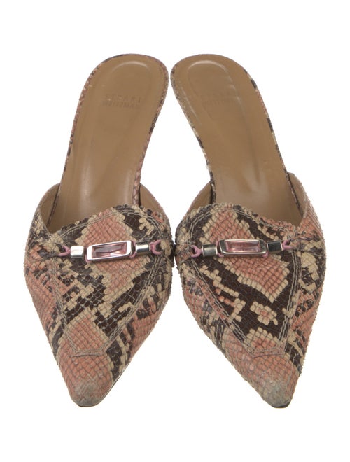 Stuart Weitzman Leather Animal Print Mules