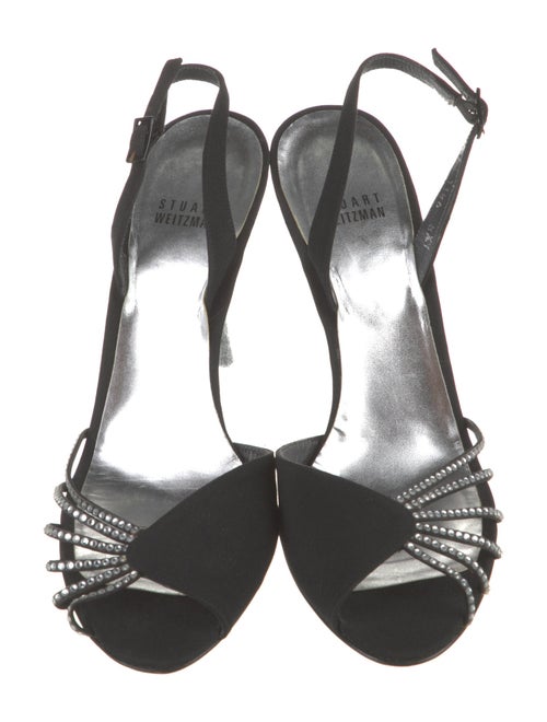 Stuart Weitzman Crystal Embellishments Slingback Sandals