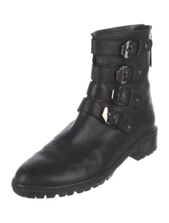 Stuart Weitzman Leather Moto Boots