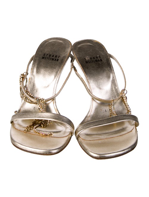 Stuart Weitzman Leather T-Strap Sandals