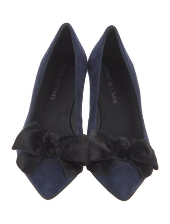 Stuart Weitzman Suede Bow Accents Pumps