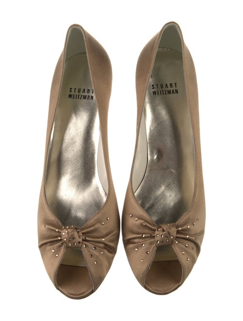 Stuart Weitzman Satin Ruffle Embellishment Slingback Sandals