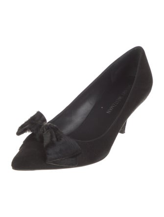 Stuart Weitzman Suede Bow Accents Pumps