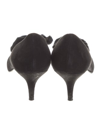 Stuart Weitzman Suede Bow Accents Pumps