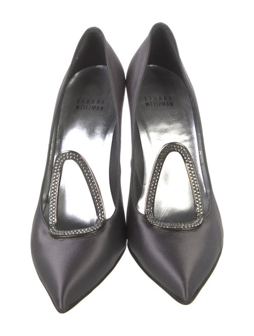 Stuart Weitzman Satin Crystal Embellishments Pumps