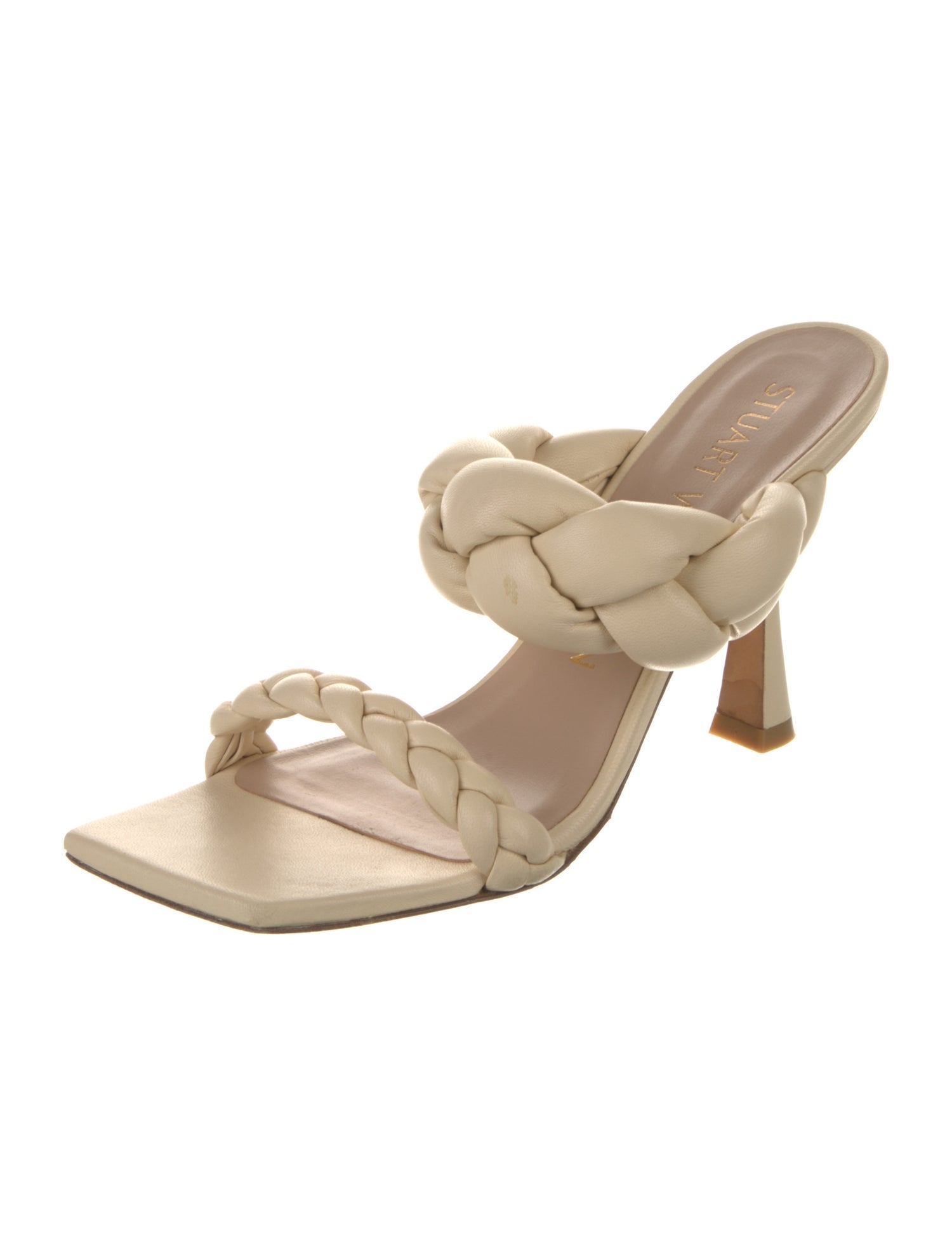 Stuart Weitzman Leather Braided Accents Slides