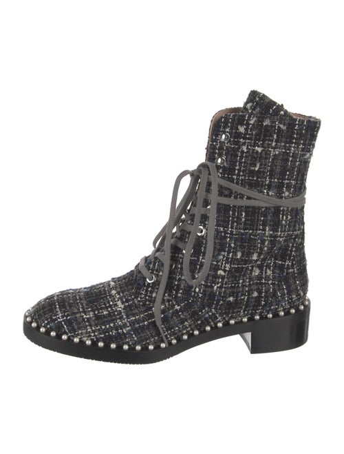Stuart Weitzman Tweed Pattern Combat Boots