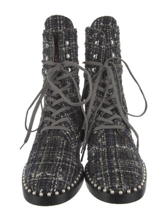 Stuart Weitzman Tweed Pattern Combat Boots