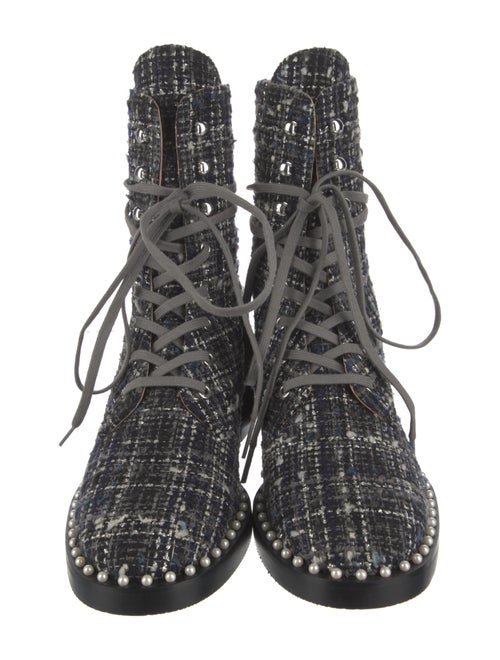 Stuart Weitzman Tweed Pattern Combat Boots