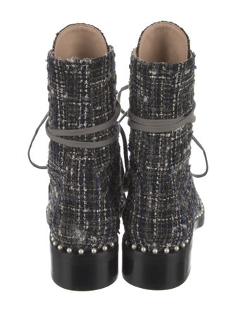 Stuart Weitzman Tweed Pattern Combat Boots