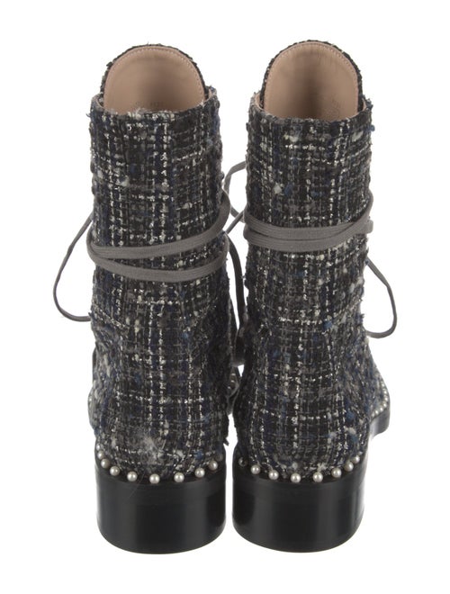Stuart Weitzman Tweed Pattern Combat Boots