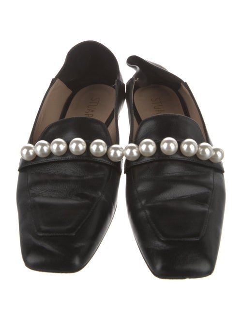 Stuart Weitzman Leather Chain-Link Accents Loafers