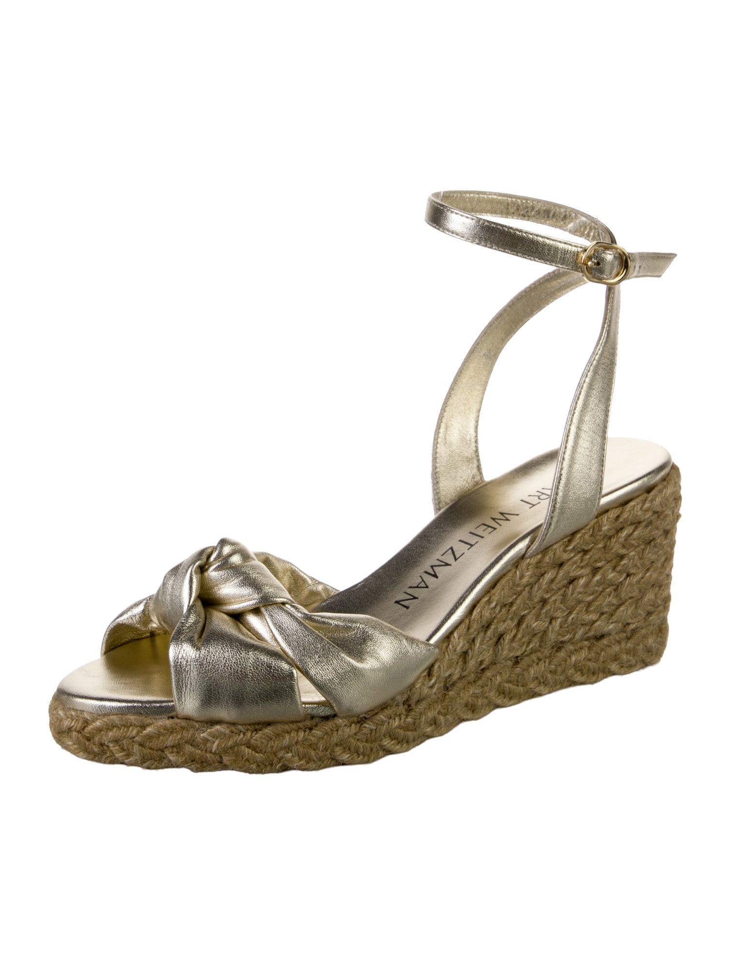 Stuart Weitzman Leather Braided Accents Espadrilles
