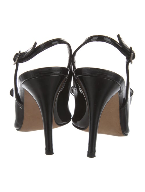 Stuart Weitzman Patent Leather Bow Accents Slingback Sandals