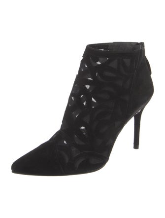 Stuart Weitzman Suede Mesh Accents Lace-Up Boots