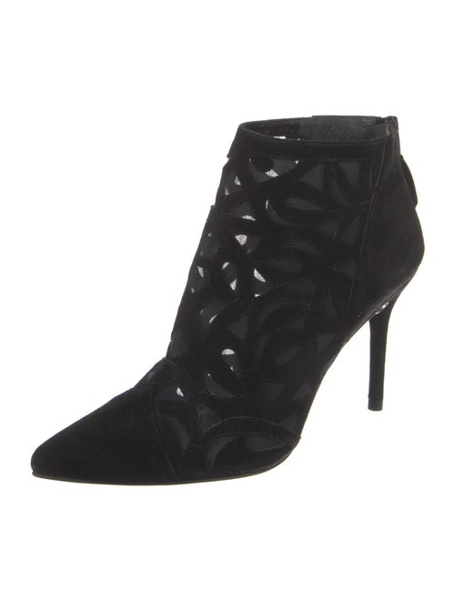 Stuart Weitzman Suede Mesh Accents Lace-Up Boots