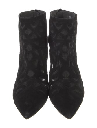 Stuart Weitzman Suede Mesh Accents Lace-Up Boots