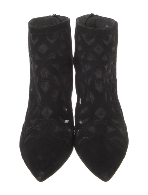 Stuart Weitzman Suede Mesh Accents Lace-Up Boots