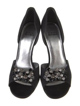 Stuart Weitzman Satin Crystal Embellishments Sandals