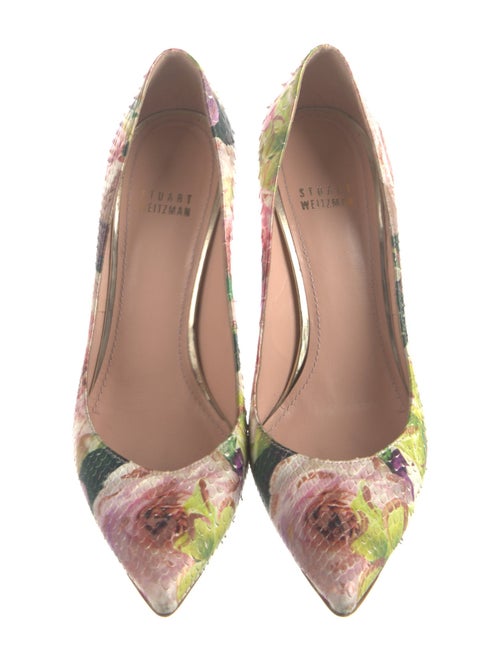 Stuart Weitzman Snakeskin Floral Print Pumps