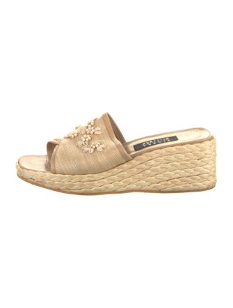 Stuart Weitzman Straw Beaded Accents Slides