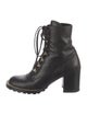 Stuart Weitzman Leather Chain-Link Accents Combat Boots