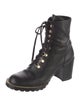 Stuart Weitzman Leather Chain-Link Accents Combat Boots