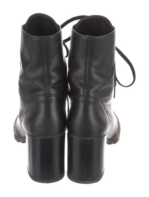 Stuart Weitzman Leather Chain-Link Accents Combat Boots