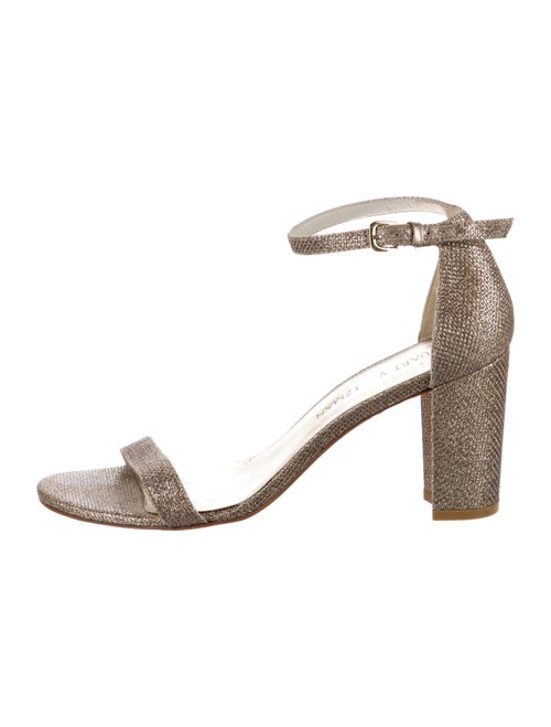 Stuart Weitzman Leather Glitter Accents Sandals