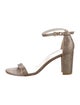Stuart Weitzman Leather Glitter Accents Sandals