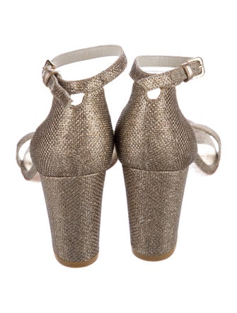 Stuart Weitzman Leather Glitter Accents Sandals