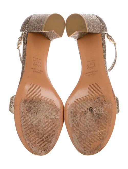 Stuart Weitzman Leather Glitter Accents Sandals