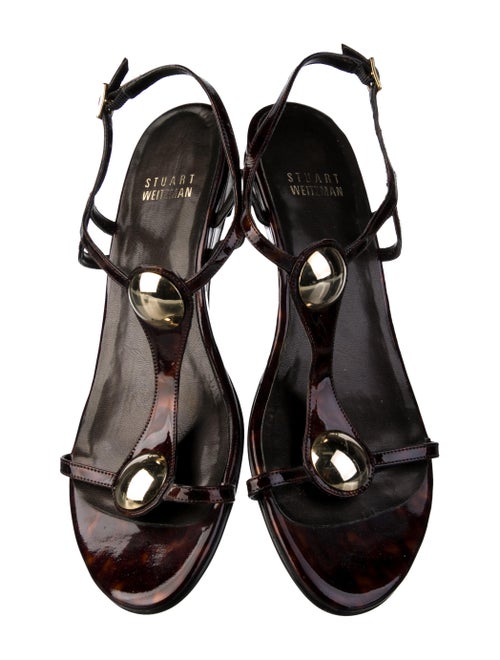 Stuart Weitzman Patent Leather T-Strap Sandals