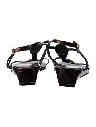 Stuart Weitzman Patent Leather T-Strap Sandals