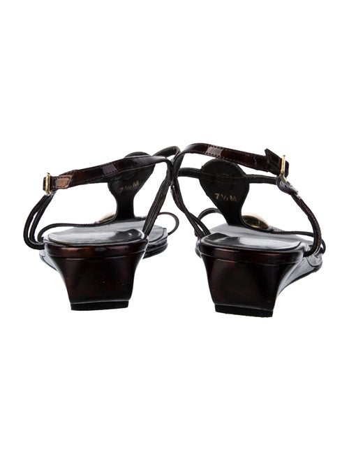 Stuart Weitzman Patent Leather T-Strap Sandals