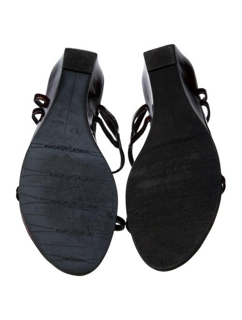 Stuart Weitzman Patent Leather T-Strap Sandals