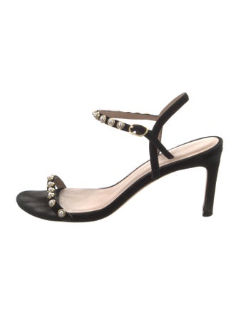 Stuart Weitzman Suede Beaded Accents Slingback Sandals