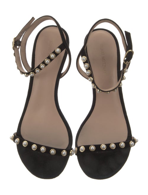 Stuart Weitzman Suede Beaded Accents Slingback Sandals
