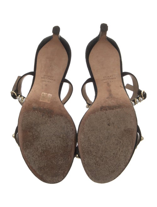 Stuart Weitzman Suede Beaded Accents Slingback Sandals