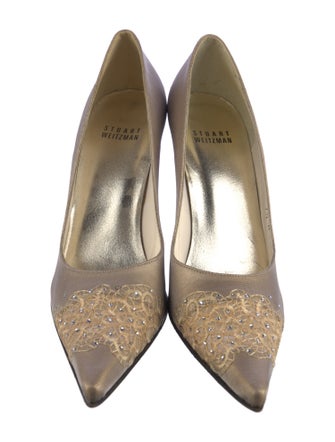 Stuart Weitzman Satin Crystal Embellishments Pumps