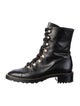 Stuart Weitzman Leather Chain-Link Accents Combat Boots