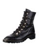 Stuart Weitzman Leather Chain-Link Accents Combat Boots